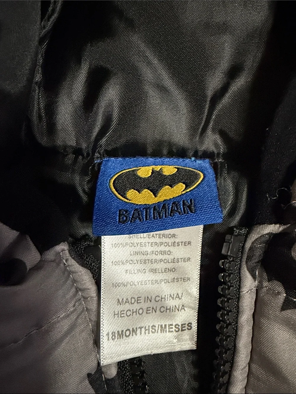 Batman‎ Gray & Black Hooded Puffer Vest